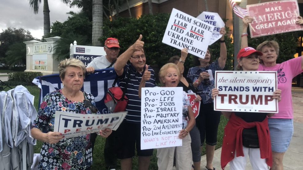 President Trump Demonstrators At Palm Beach Gardens Event