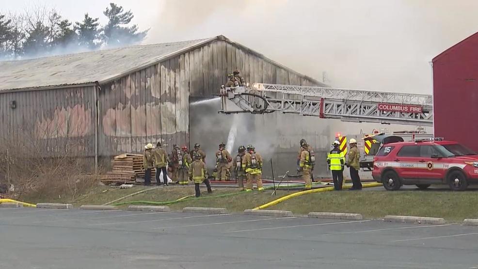 Firefighters Battle Flames At Furniture Warehouse On West Broad Street