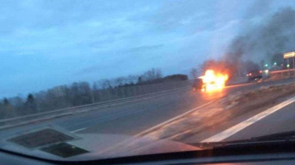 Car goes up in flames after twocar crash in Rush WHAM