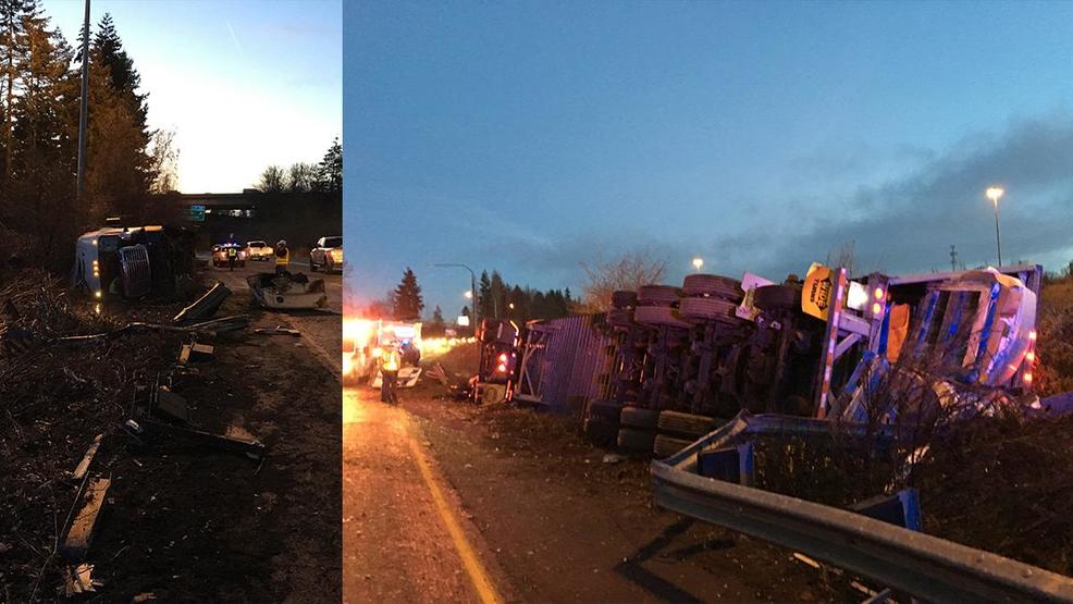 semi driver cited for rollover crash that closed i 205 south in