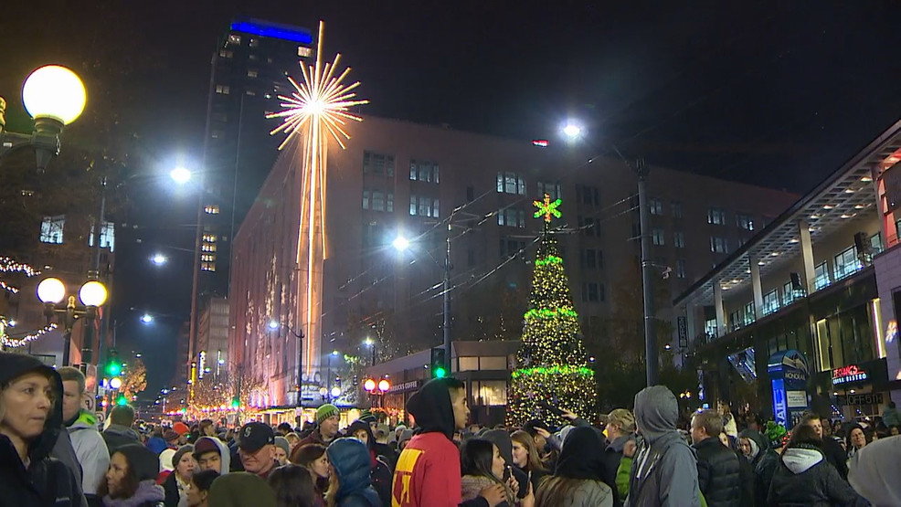 Seattle tree lighting draws large crowds and protests KOMO