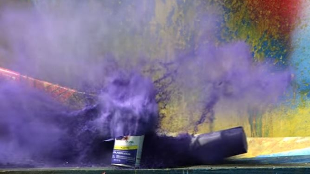 Amazing Slow Motion Video Exploding spray paint cans WOAI