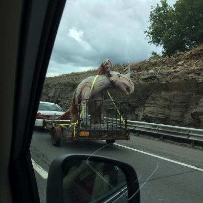 These Dinosaur Statues Were Spotted Monday Afternoon On The NYS Thruway Near Victor Photo